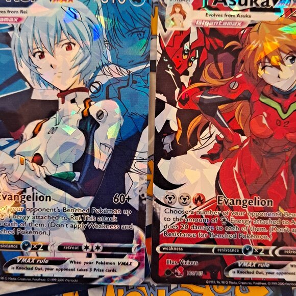 Asuka Langley and Rei Ayanami Pokemon Card bundle Neon Genesis Evangelion - Picture 3 of 11